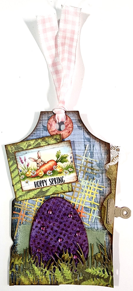 Hoppy Spring Easter Egg Gems Tags Pocket OOAK #36 3D Handmade