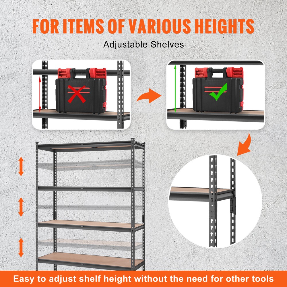 Storage Shelving Unit Garage Storage Rack 5-Tier Adjustable 2000 lbs Load