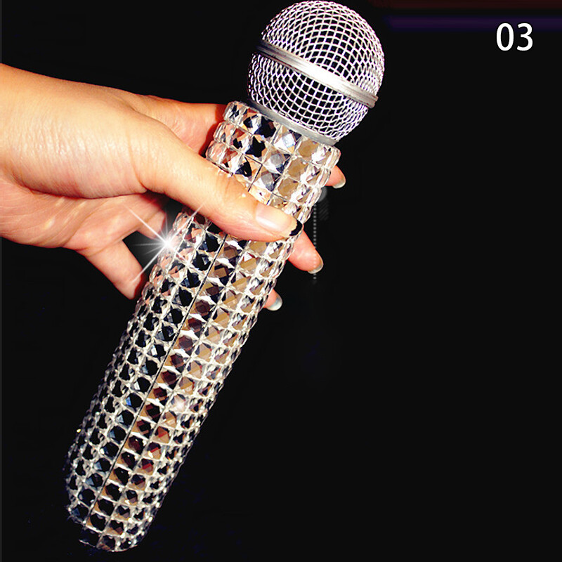 Rhinestone Microphone Handle Cover Sleeve Protector Prop Sparkly Accessories