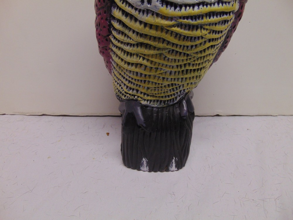 Plastic Owl display / Decoy 15" tall weighted colorful