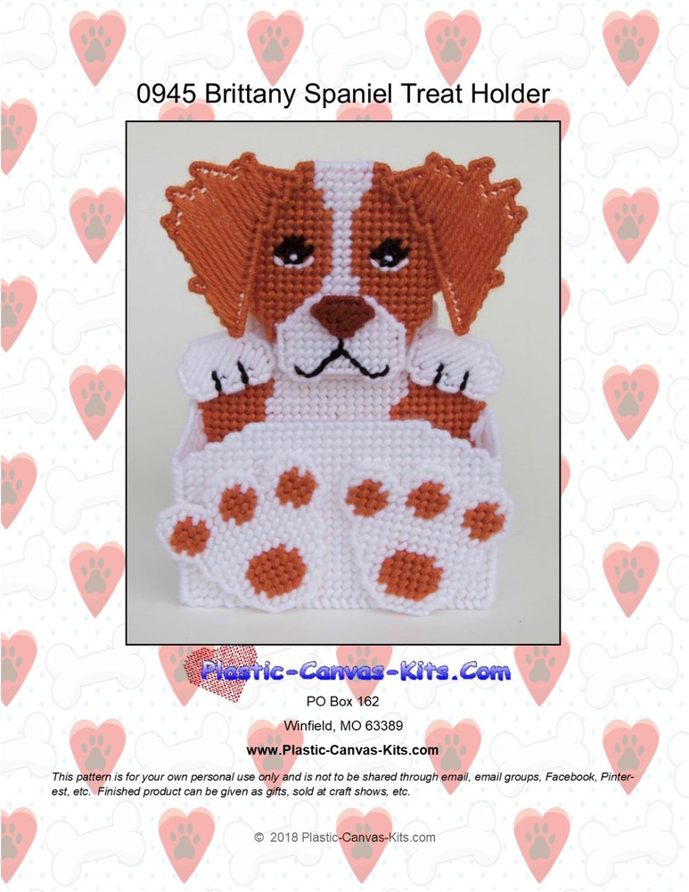 Brittany Spaniel Dog Treat Holder- Plastic Canvas Pattern or Kit