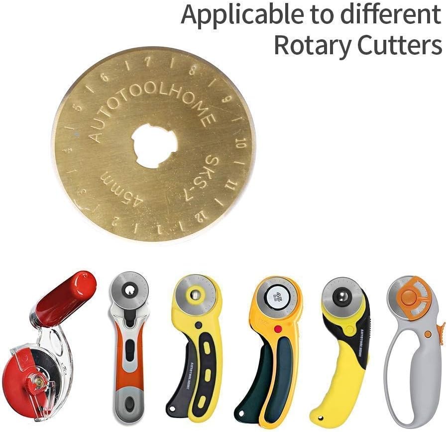 Titanium Coated Rotary Cutter Blades 45mm 10 Pack Replacement Blades...