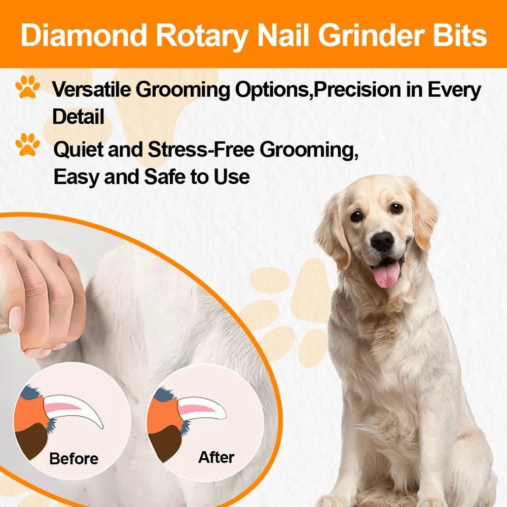 Diamond Grit Pet Nail Grinder Bits 5 Pack