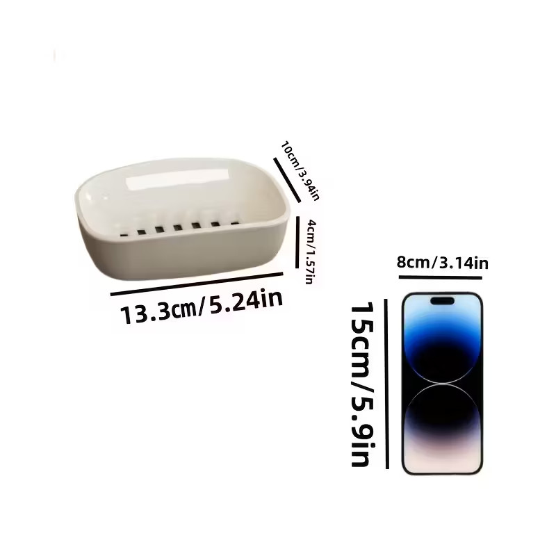 Self Draining 2 pcs Soap Dish Base+Tray for Bar Soap Holder Grey&White Capacity