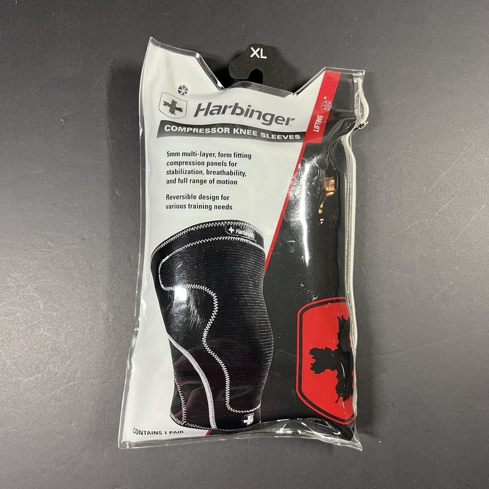 HARBINGER Lifting Compressor Compression Black Knee Sleeves 1-Pair Mens XL