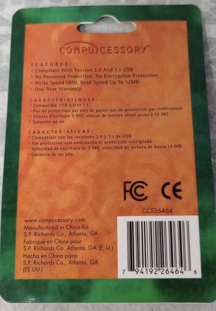 Compucessory 4GB USB Flash Drive CCS26464 - SEALED