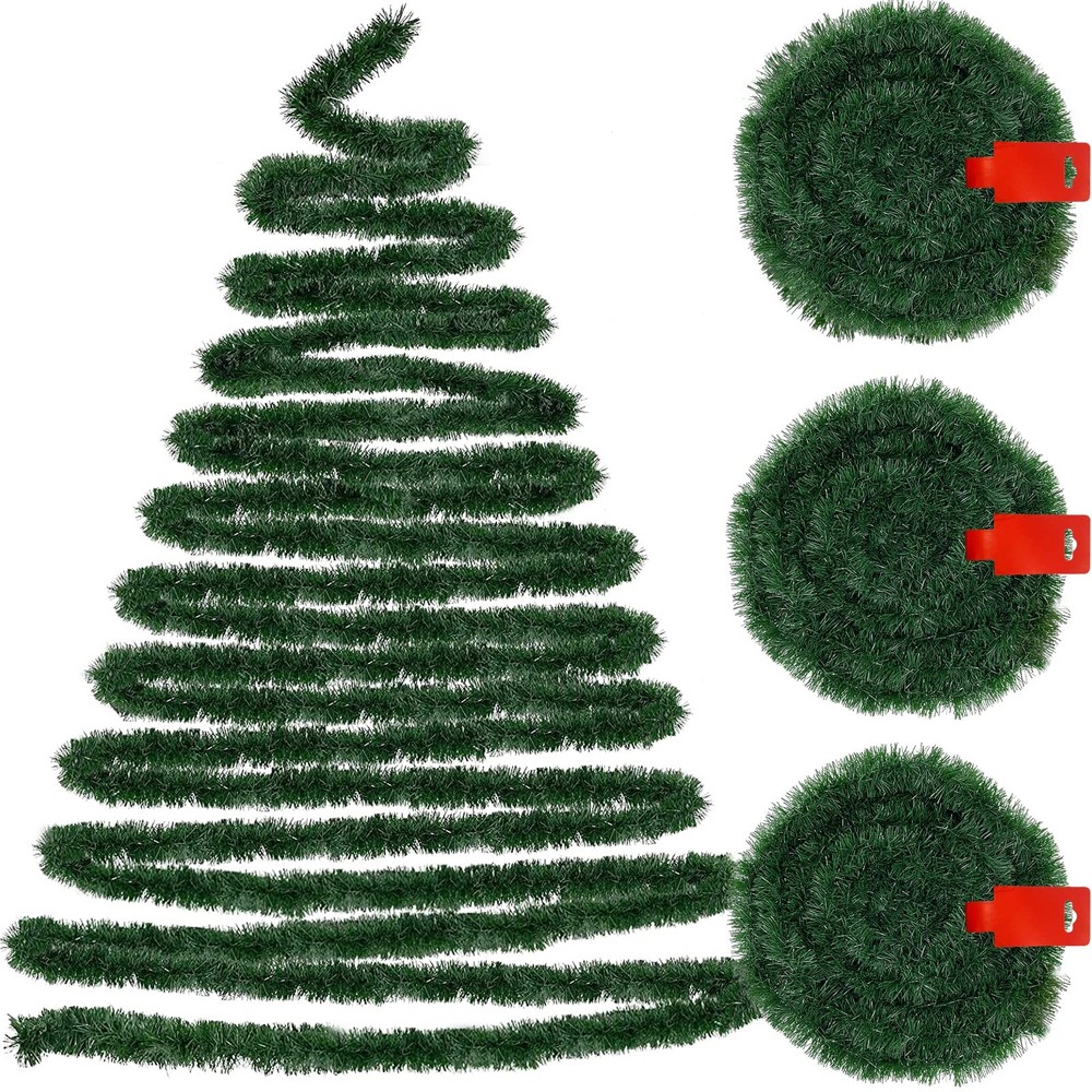 3 Pack Total 49.2 Ft Christmas Garland Decorations, 3Pack-49.2FT Total, Green