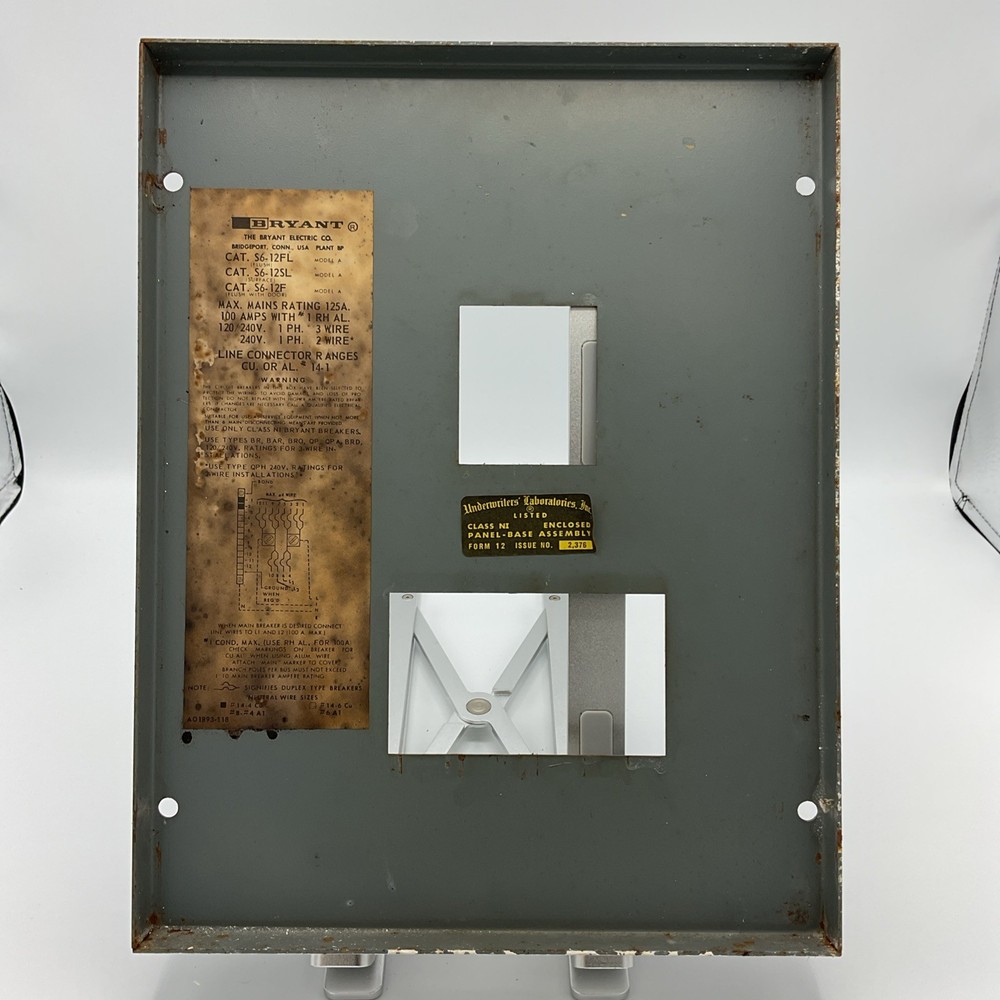 Bryant 100 Amp Max Main Breaker 4 Space Panel Cover