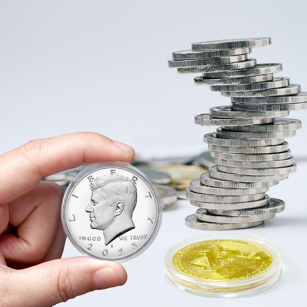 MUDOR Coin Holders for Half Dollar, 100 Pack Storage Cases 31mm, clear