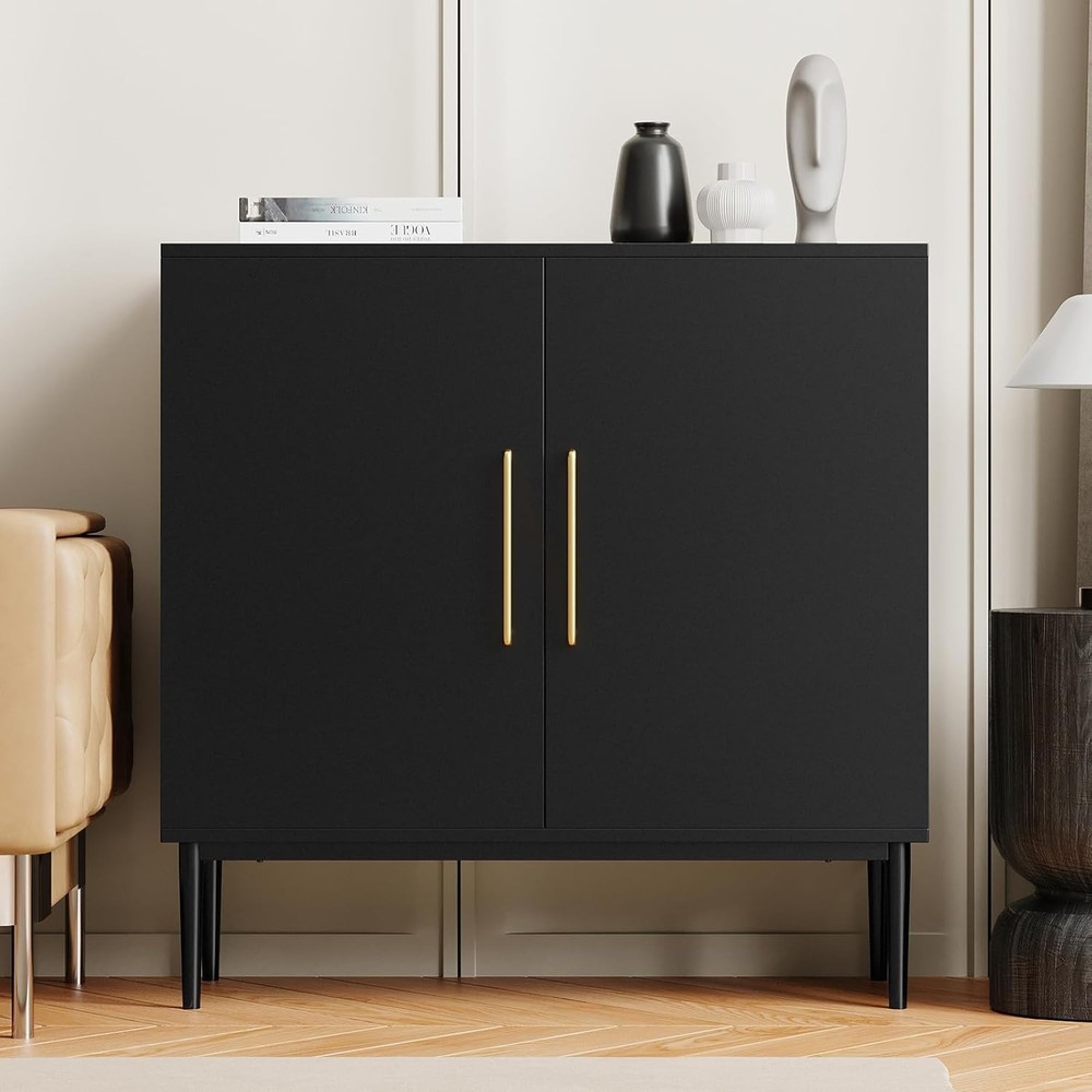 Stora Cabinet with Doors, Modern Bla Accent Cabinet, Standing