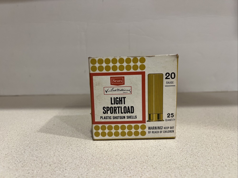 SEARS. TED WILLIAMS, 20 GAUGE Light Sport LOAD SHELL BOX  Empty