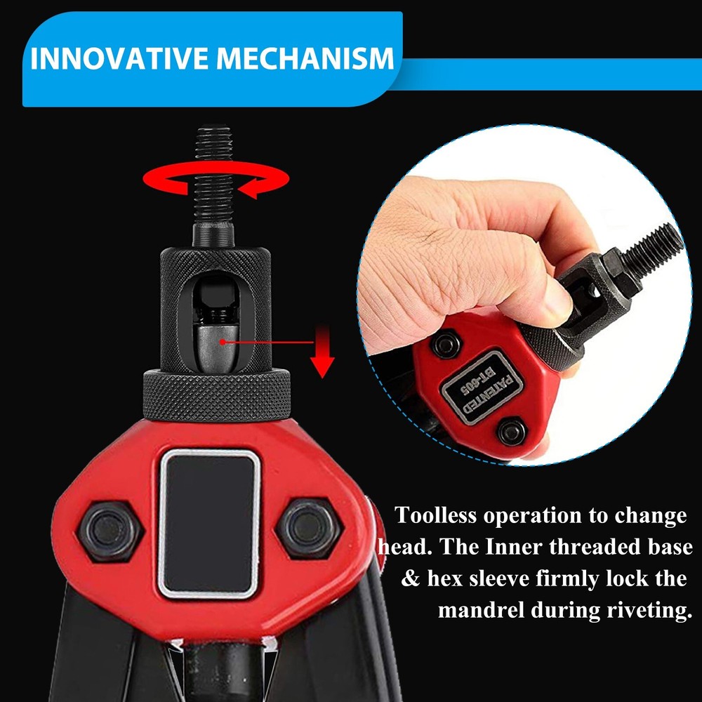 1510pc Rivet Nut Gun Kit Rivnut Setting Tools Nut Setter Tool Hand Blind Riveter