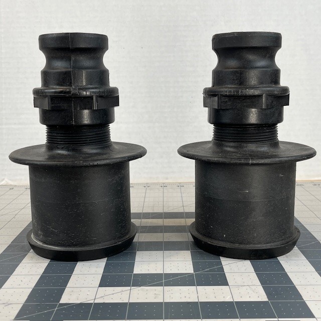 2" Cam Lock (A) x 4" Hose Barb (E) Polypropylene Fittings.