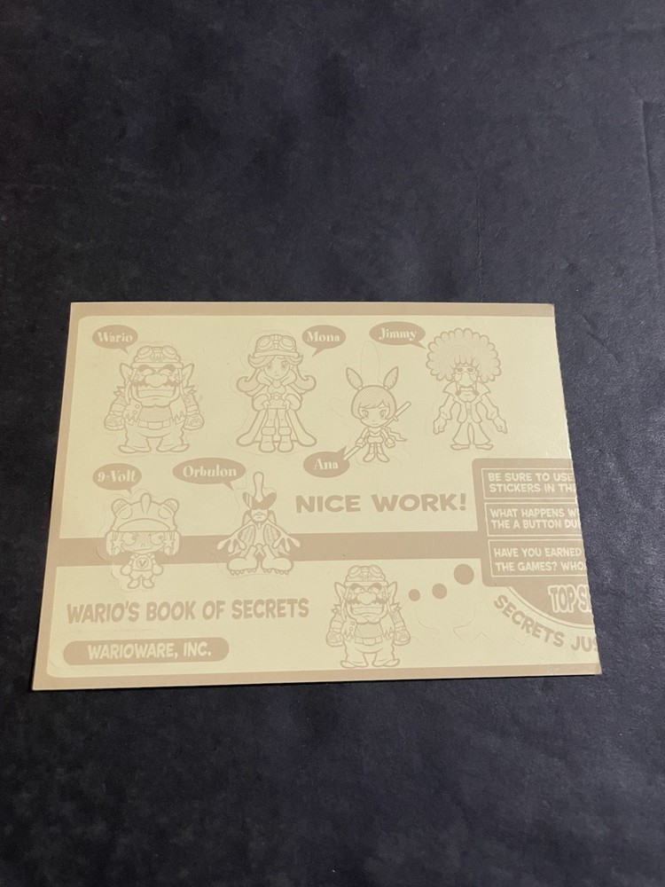 Wario Ware GBA Sticker Sheet Insert