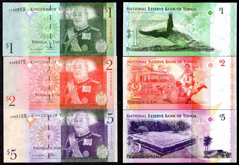Tonga. Small group of SIX banknotes.