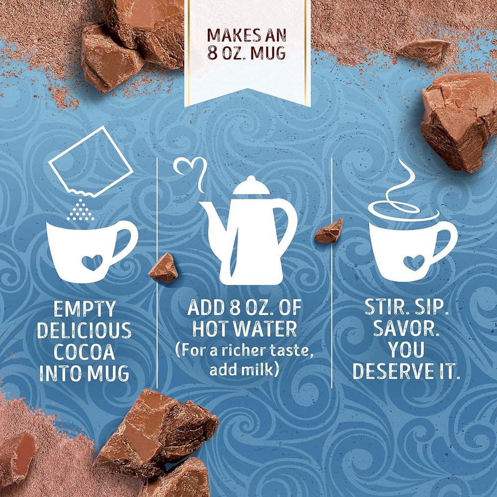 Easy Prep & Delicious Chocolate Hot Cocoa Mix with Marshmallows - 30 Sachets