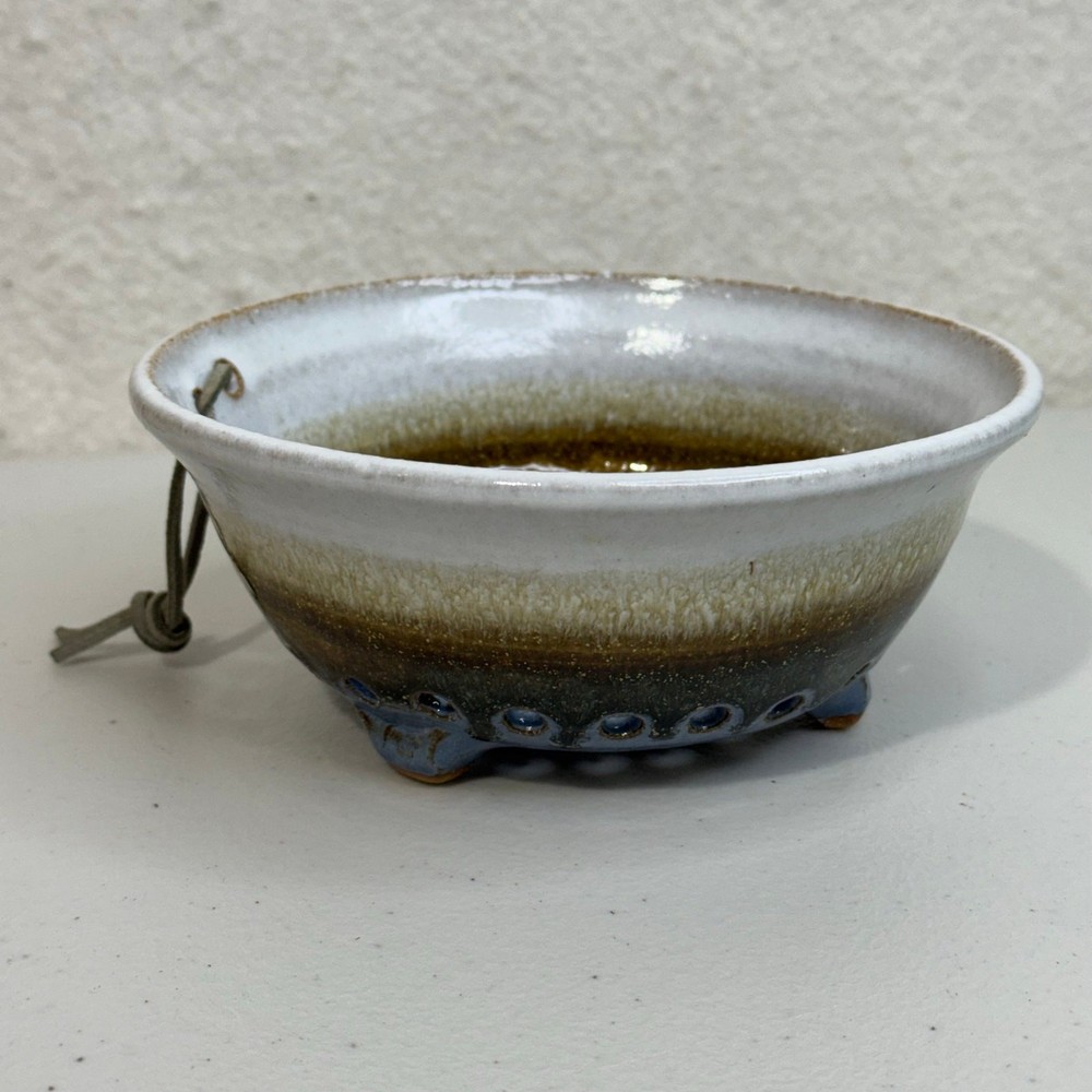 Handmade Functional Studio Pottery Ceramic Berry Bowl Colander Decorative Hanger
