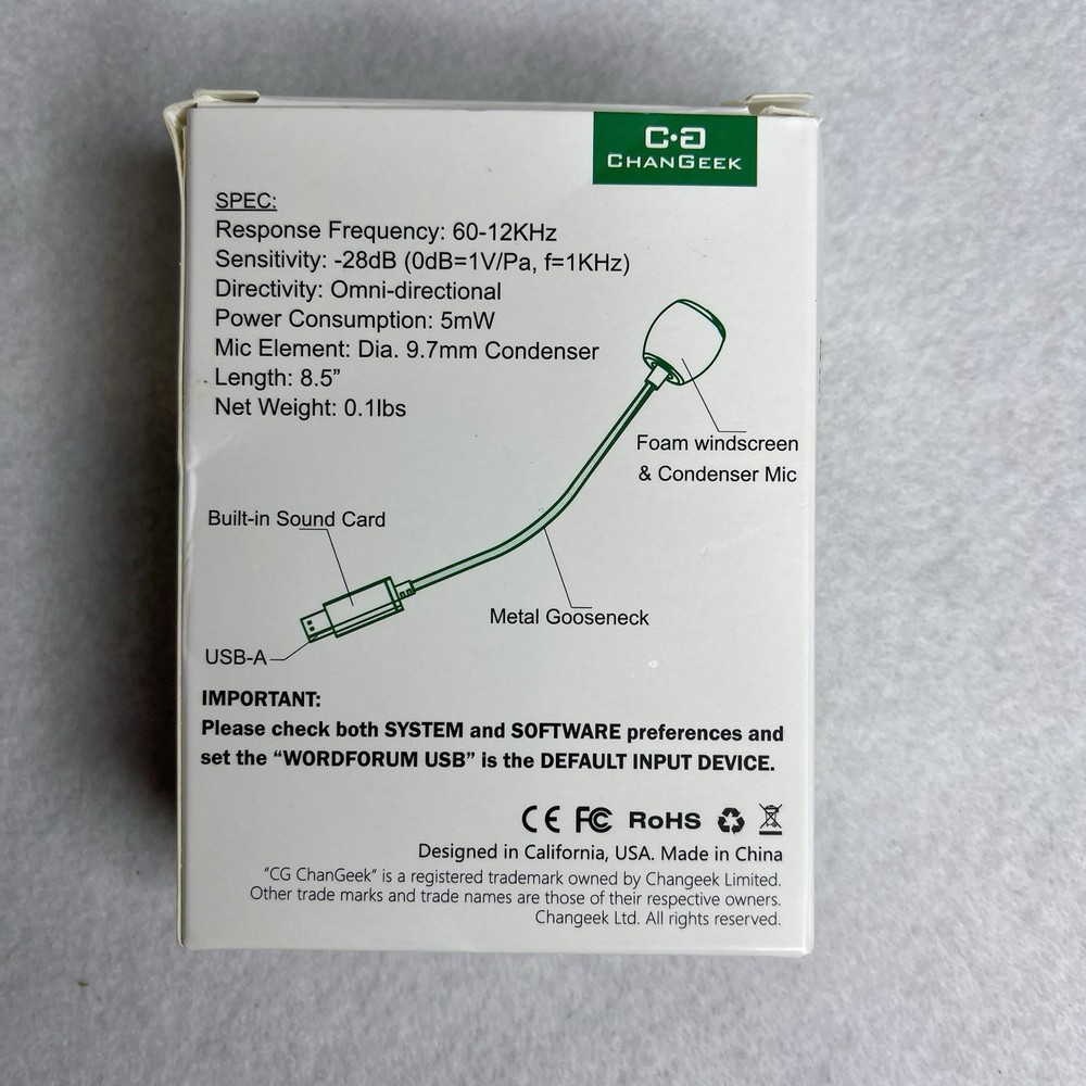 Mini USB Microphone for Laptop or Desktop Computer. Plug & Play