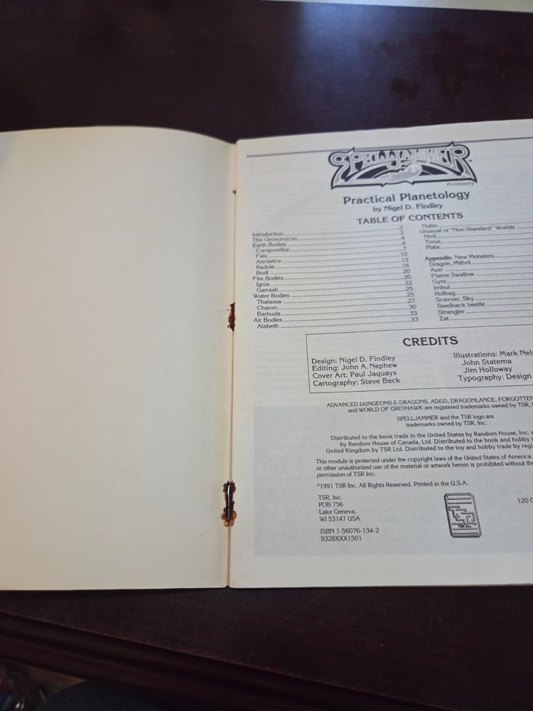Advanced Dungeons & Dragons 2nd Edition Spelljammer Practical Planetology, Nice!