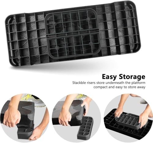 Adjustable Workout Aerobic Stepper, Aerobic Exercise Step Platform Dark Gray