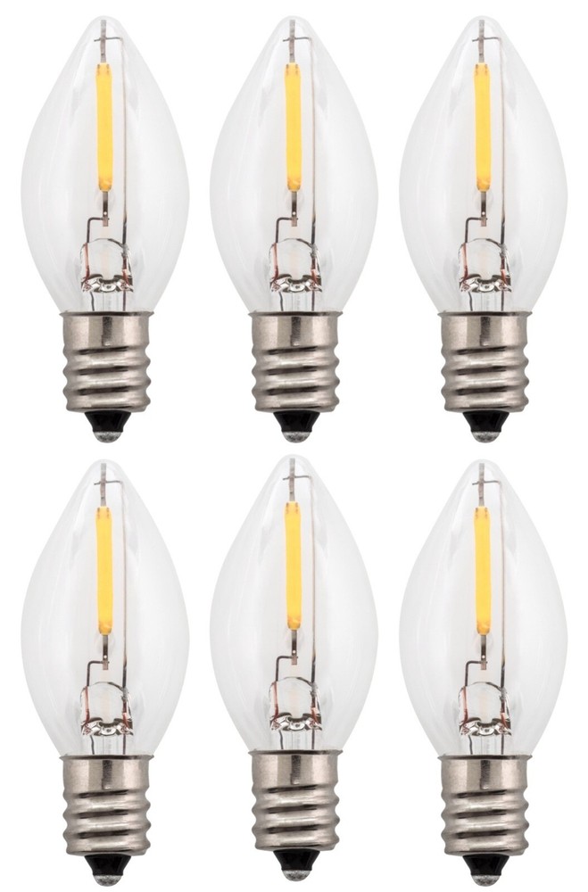 6 LED Replacement Light Bulbs for Night Lights C7 Base, 0.7w, 120v
