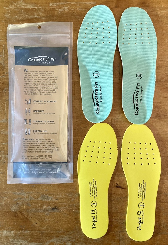 New Corrective Fit Gravity Defyer Size Women’s 9 Orthotic Replacement Insoles
