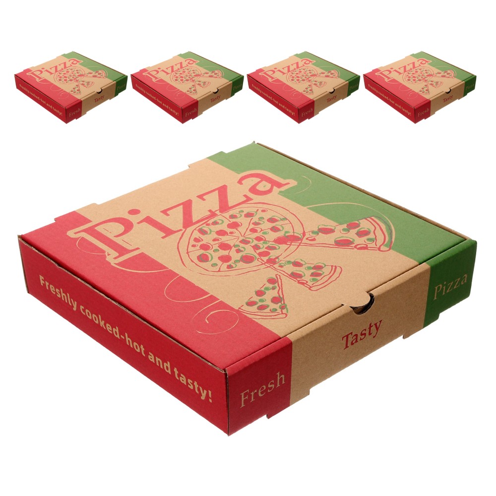 5 Pcs Pizza Packaging Box Folding Container Fodable Containers Case