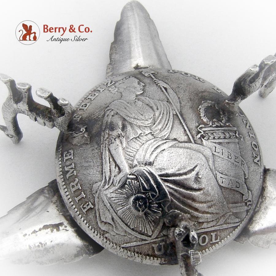 Peruvian 1 Sol Coin Leaf Llama Ashtray Coin Sterling Silver 1926