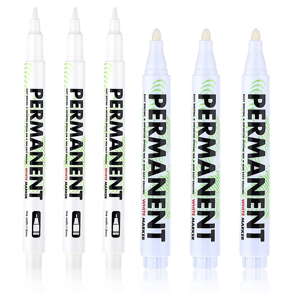 Acrylic White Paint Pens, 6 Pack White Permanent Marker with Extra Fine Point...