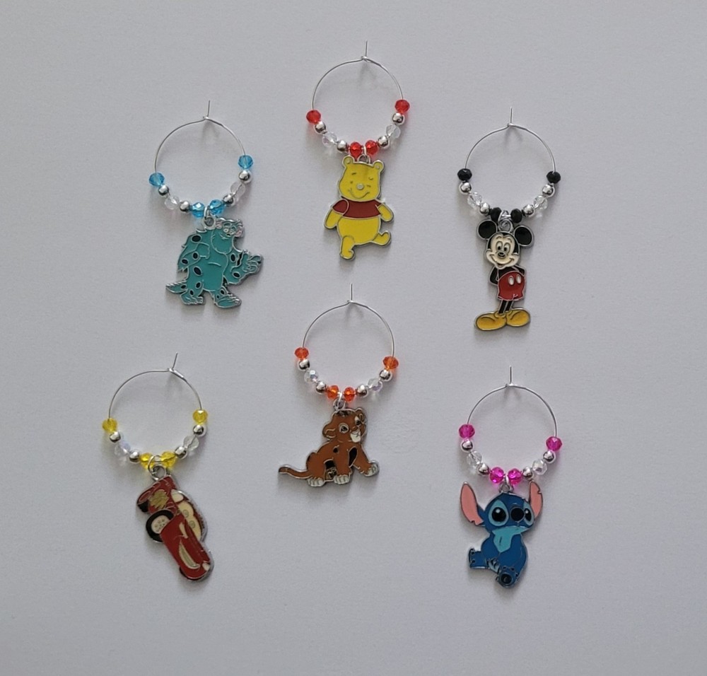 Disney wine glass charms.