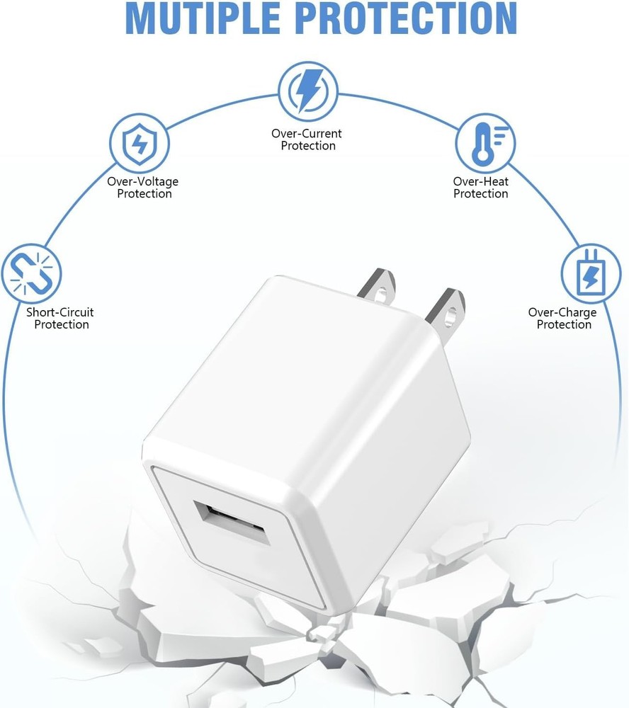 Charger,Pack USB Wall Charger Fast Charging USB Cable Charging 6FT 2
