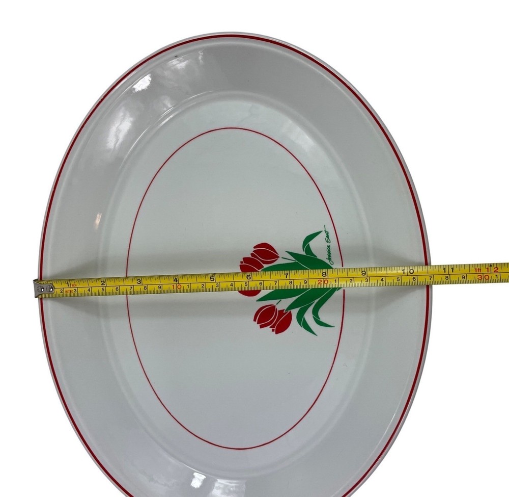 Kilncraft Nova Red Tulip 13" Oval Serving Platter