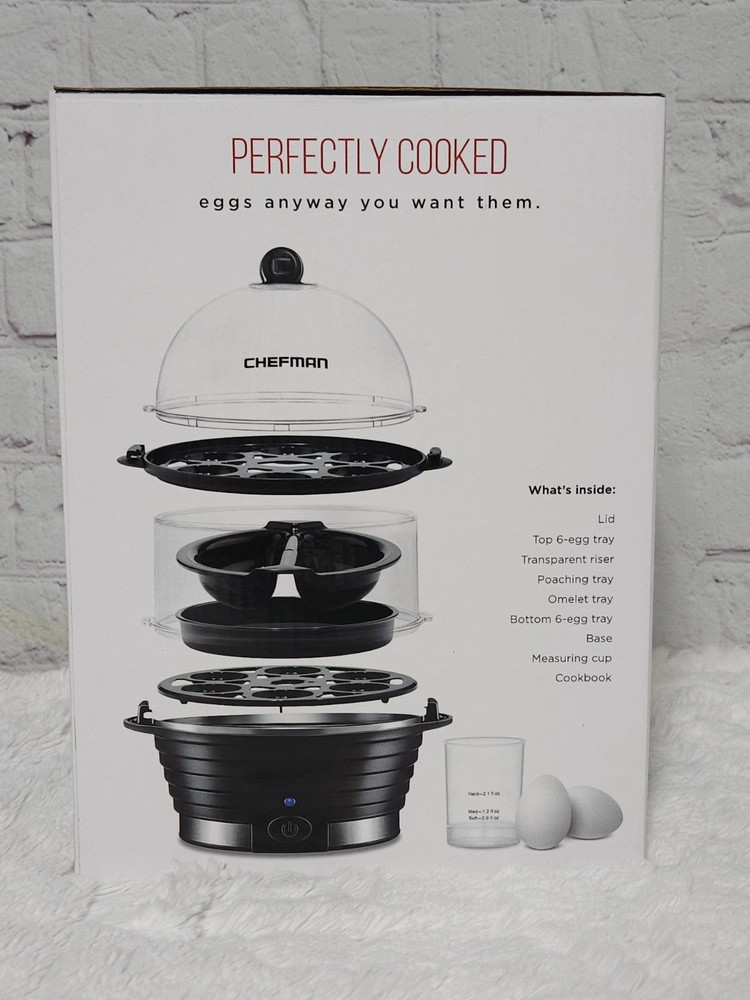 Chefman Electric Double Decker 12 Egg Cooker,Eggs, Boiled, Poach,omelet.