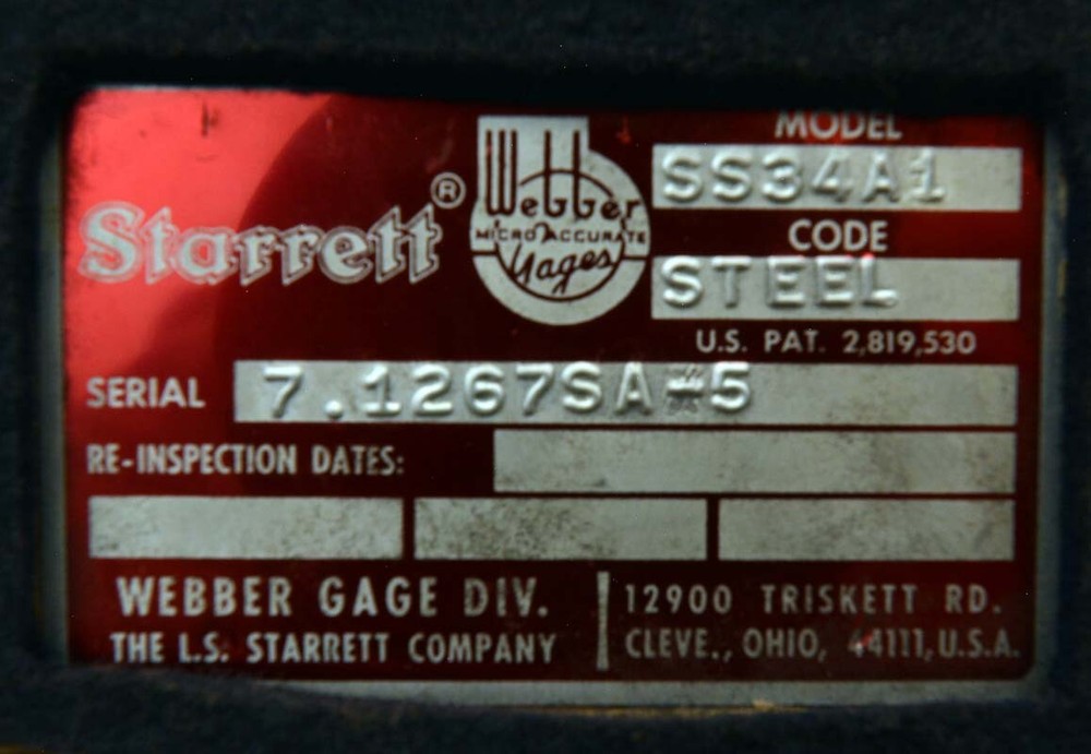 Starrett Weber Gage Block Set (Inv.40855)