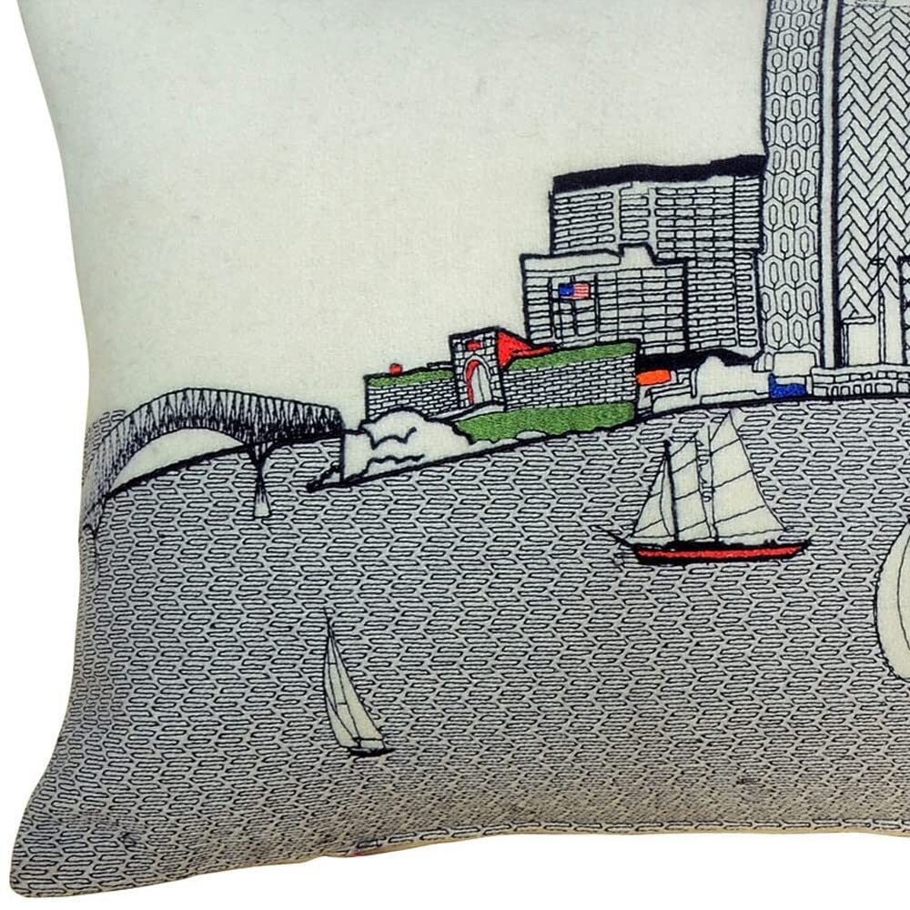 35 White Baltimore Daylight Skyline Lumbar Decorative Pillow