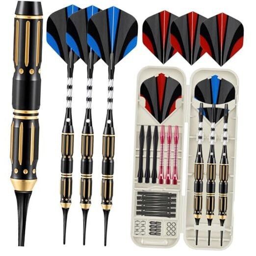 Soft Tip Darts – 3-Piece Set for Electronic 19g Soft Needle | Red/Black