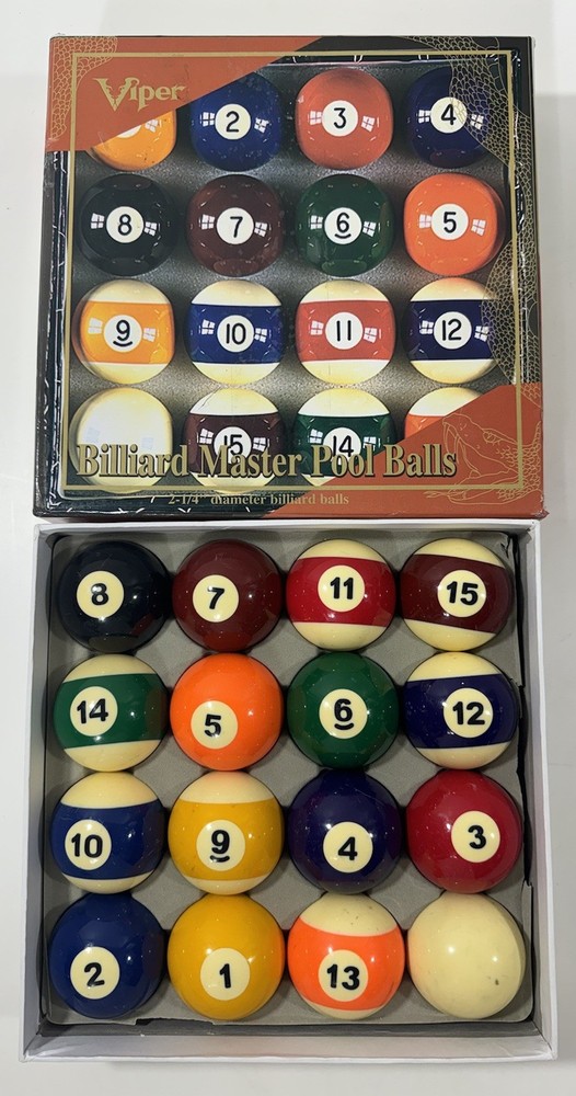 Viper Billiards Master Pool Table Ball Complete Set 2-1/4" Diameter