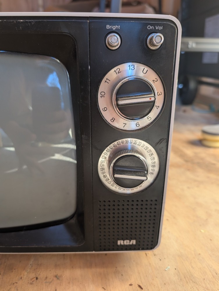 Vintage RCA Solid State Television White B and W 1983 Prop Untested As is Rare