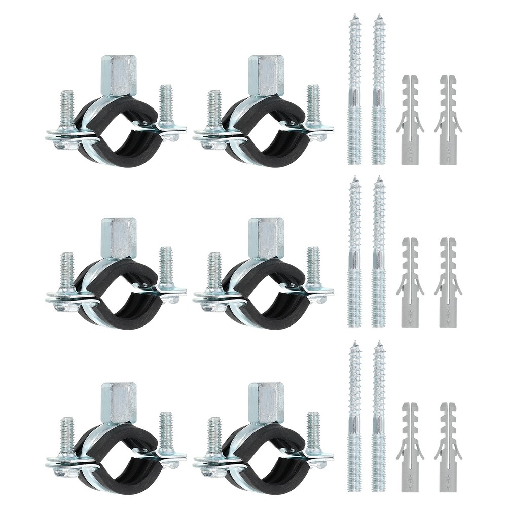 6 Pcs Adjustable Pipe Bracket Clamp, 3/4"(19mm) Wall Ceiling Mount Support