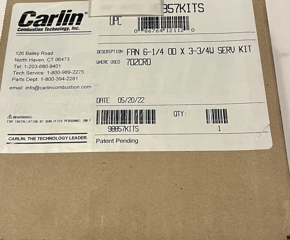 Carlin Heating System 98857KIT Blower Wheel Coupling Augmentor Kit