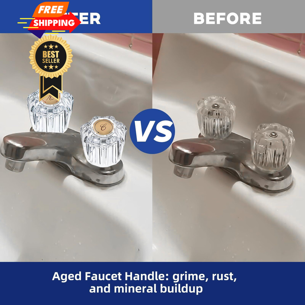 2PCS Clear Acrylic Faucet Handles Knobs Replacement Kit,Bathtub Transparent