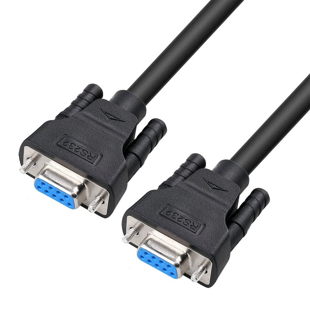 DTECH DB9 RS232 Serial Cable Female to Null Modem Cord 6ft, Black