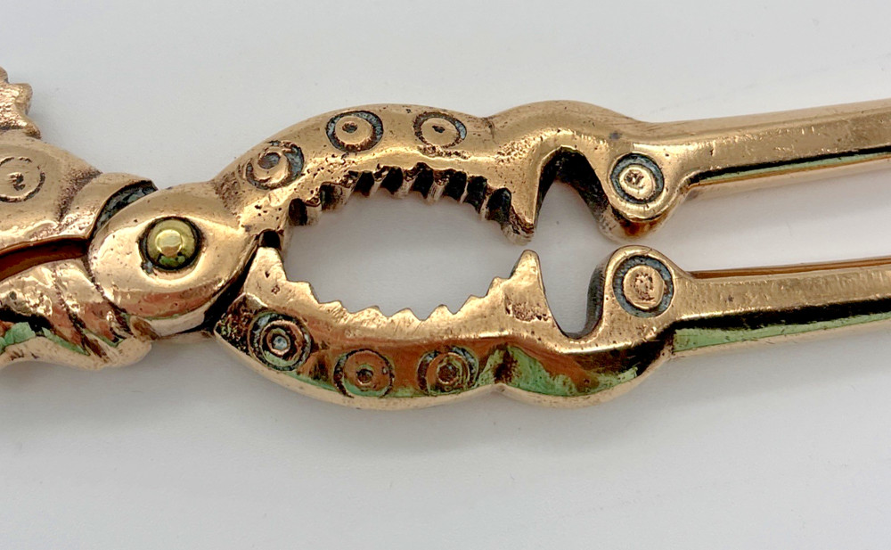 Vintage Solid Brass Rooster Bird Nutcracker Antique Unique Funny Statement Piece