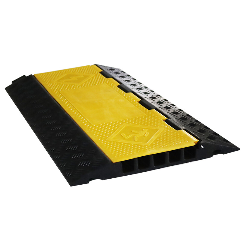 4 pcs 5 Channe Rubber Electrical Wire Cover Protector Ramps 2.4" H Enhanced