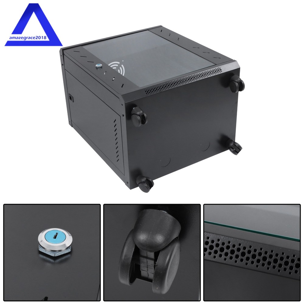 12U Wall Mount Server Cabinet Network Rack Vented Enclosure Lock Door 15.5''Deep