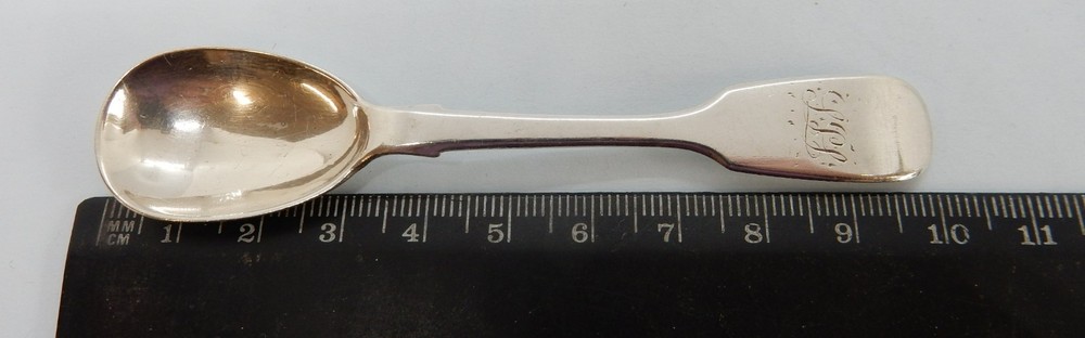 IRISH Sterling SILVER Fiddle Pattern MUSTARD Spoon. JS Dublin 1867