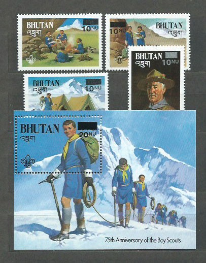Bhutan - Mail Yvert 663/6+Hb 110 ** MNH Scouting