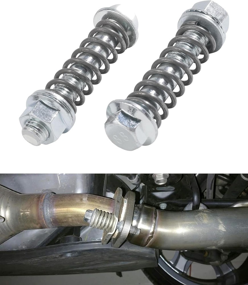 2pc Exhaust Flange Spring Bolt Kit M10x1.5 Manifold Studs & Nuts Silver