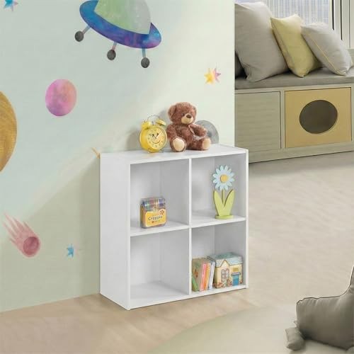 - 4-Cube Bookcase, Unit Shelf, Storage Organizer White