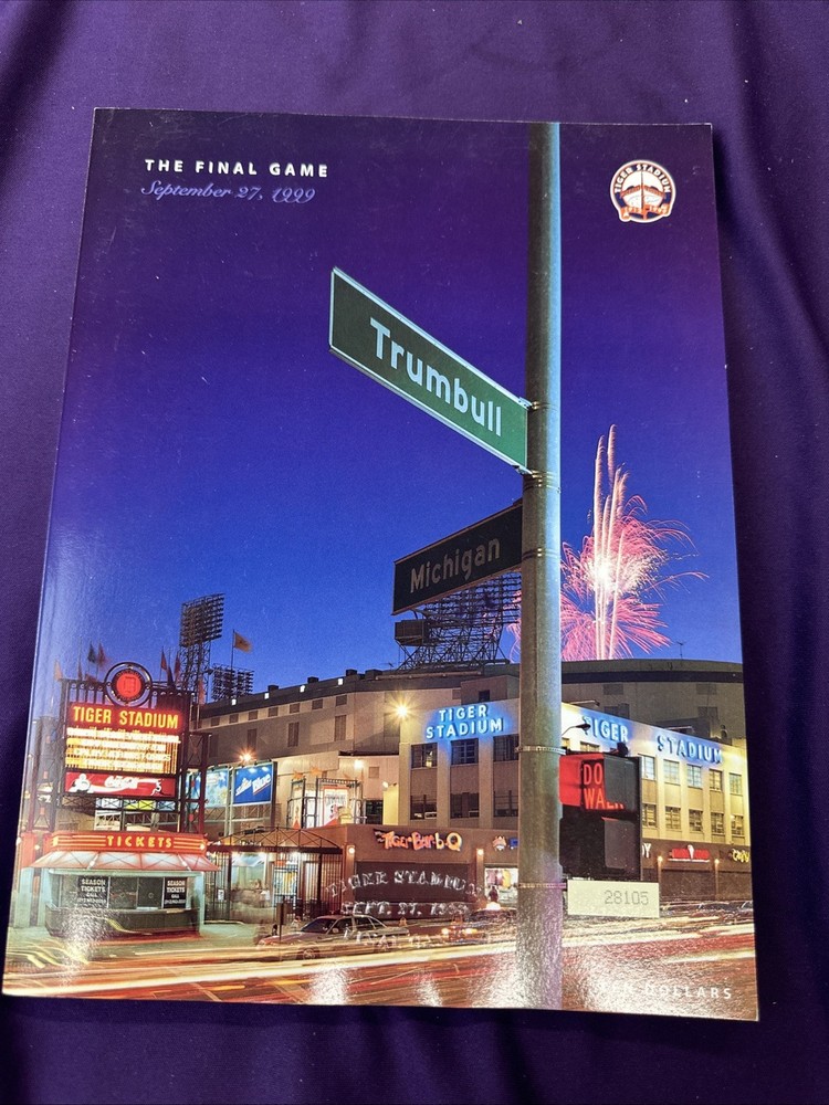 Detroit Tigers The Final Game Program W Engraved Game Date 9/27/99